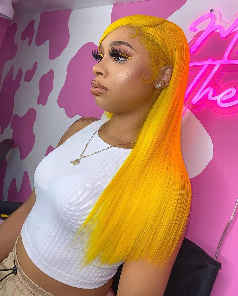 NHA Yellow Silky Straight Lace Front Wig Shop Looks