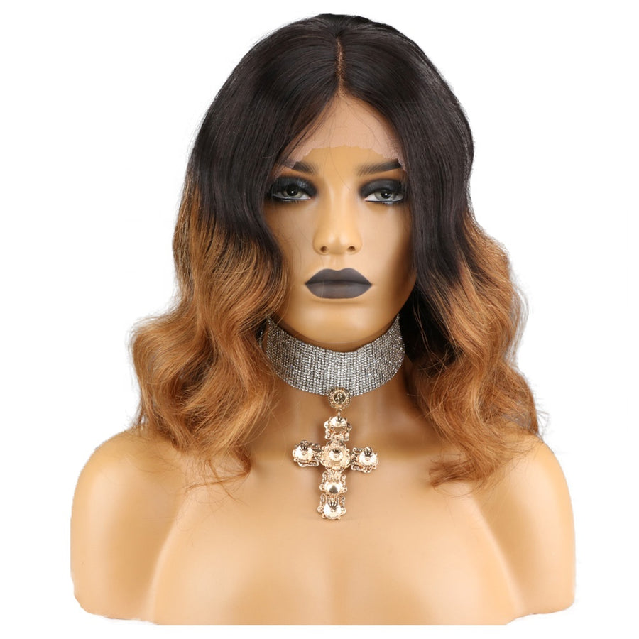 Natural Wave 1B Blonde Ombre Lace Front Human Hair Wigs
