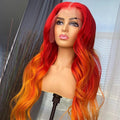NHA Red Orange Ombre Body Wave Lace Front Wig