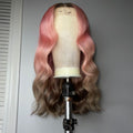 NHA Blush Peach Brown Color Ombre Body Wave Lace Front Wig