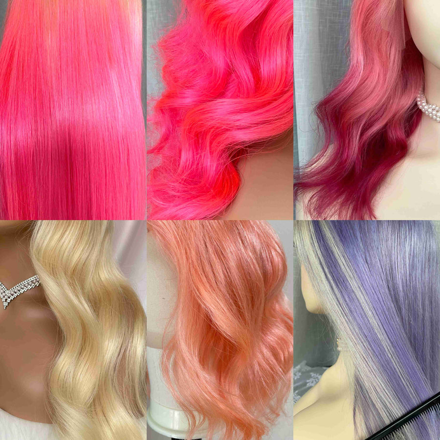 Shop Look Trendy Pink Color Human Hair Lace Front Wig