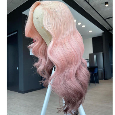 Light Pink Ombre Wavy Lace Front Wig