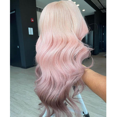 Light Pink Ombre Wavy Lace Front Wig