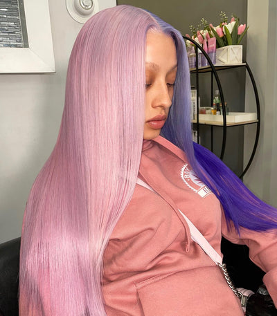 NHA Pink and Purple Two Side Color Lace Front Wig