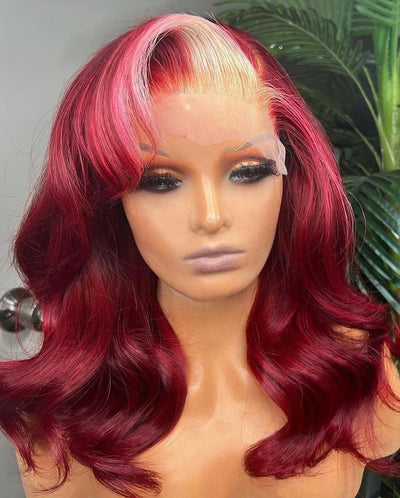 NHA Red Blonde Human Hair Hand Tied Full Lace Wig