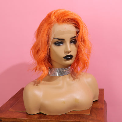 Red Orange Hot Bob Lace Front Wig
