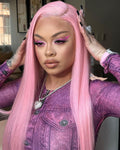 Shop Look Straight Pink Human Hair Lace Front Wig