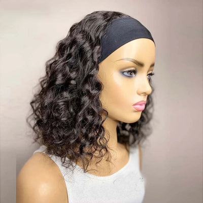 NHA Short Curly HeadBand Human Hair Wig