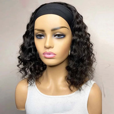 NHA Short Curly HeadBand Human Hair Wig