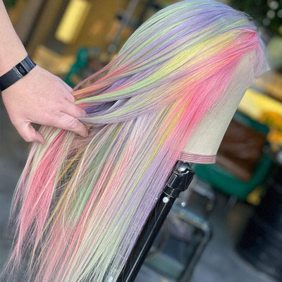 NHA Purple Pink and Yellow Highlight Lace Front Wig