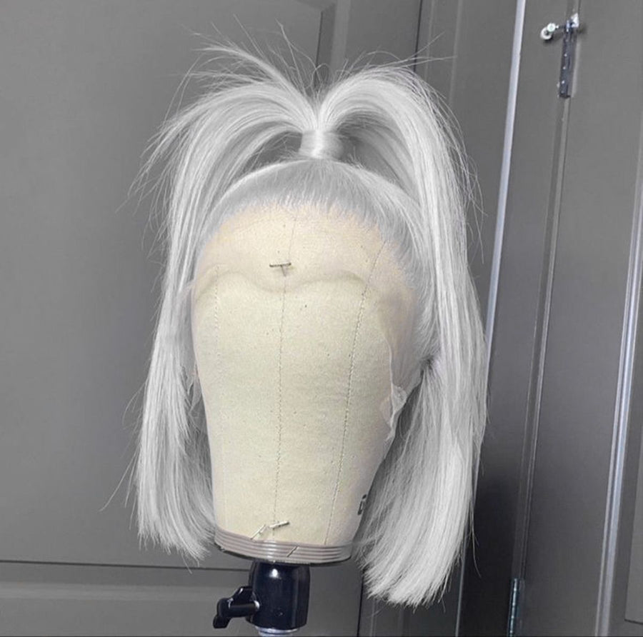 Silver Platinum Lace Front Wig Straight Bob