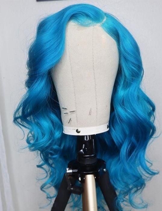 NHA Sky Blue Body Wave Lace Front Wig