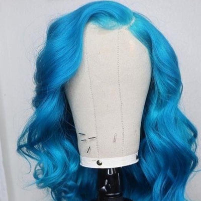 NHA Sky Blue Body Wave Lace Front Wig