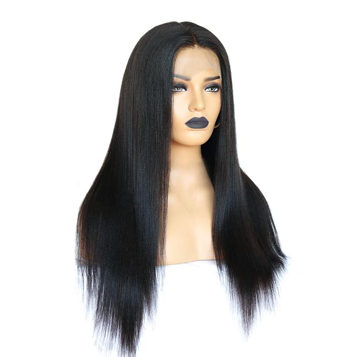 Yaki Straight Black Long Straight Full Lace Wig Human Hair