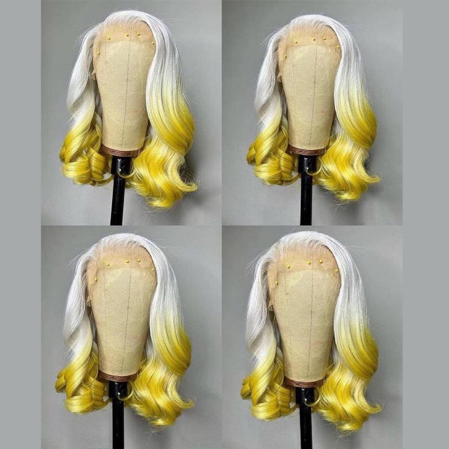 NHA White Yellow Ombre Lace Front Wig