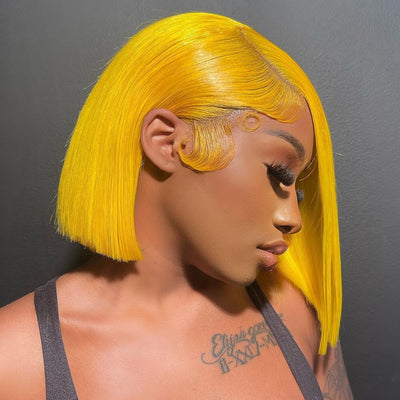 NHA Yellow BOB Straight Lace Front Wig