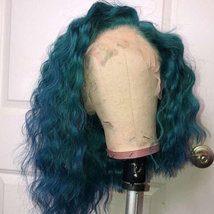 NHA Ocean Blue Curly Lace Wig