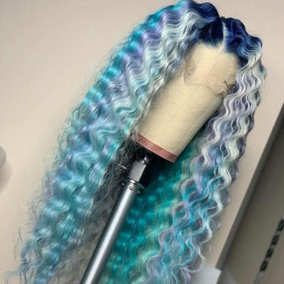 NHA Blue Highlight Curly Lace Wig