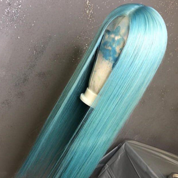 NHA Light Blue Straight Lace Wig