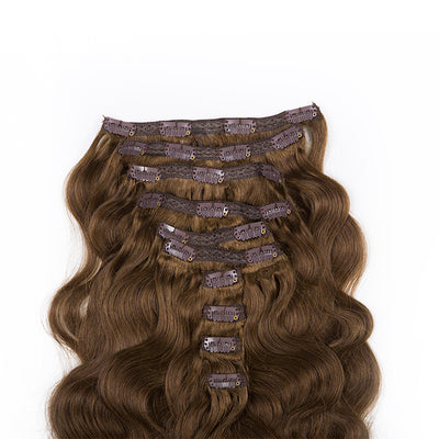 NHA Dark Brown #4 Clip in Human Hair Extension Natural Wavy
