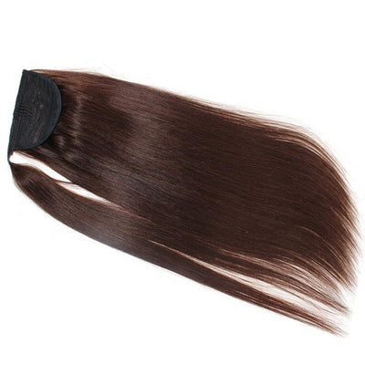 NHA Dark Brown Human Hair Silky Straight Ponytail