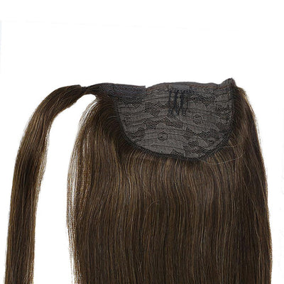 Brown Human Hair Silky Straight Ponytail Extension