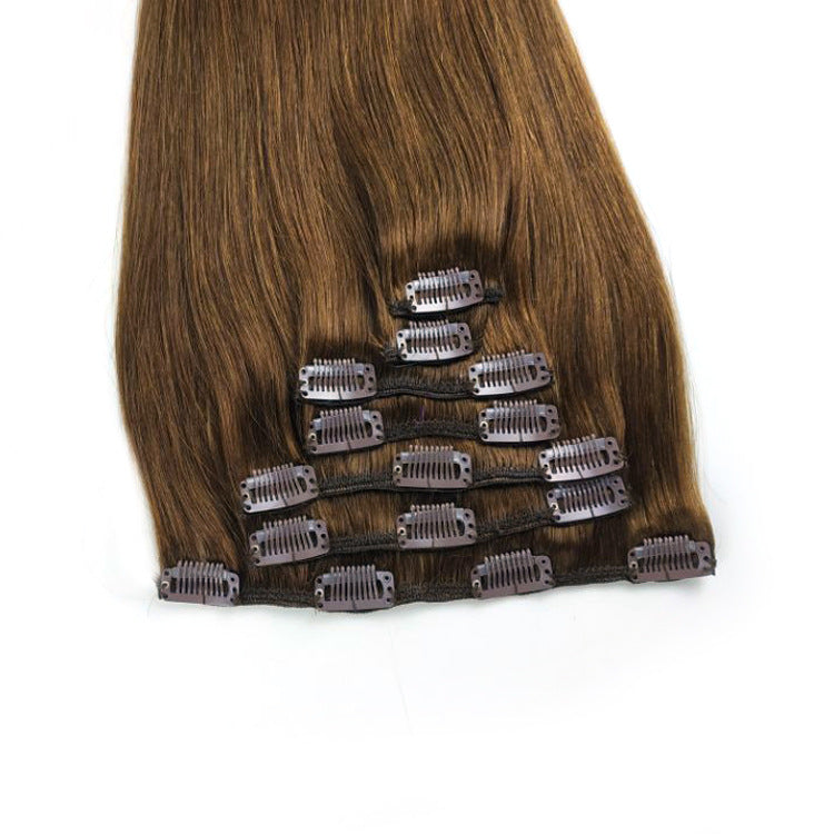 NHA Straight Light Brown Color Clip in Human Hair Extension