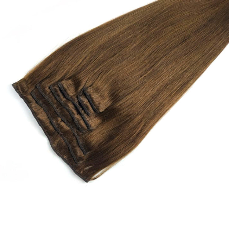 NHA Straight Light Brown Color Clip in Human Hair Extension