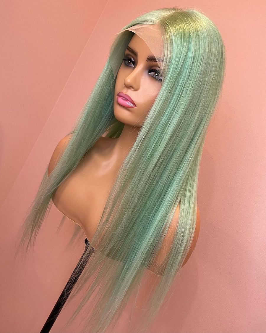 NHA Light Green Straight Lace Front Wig