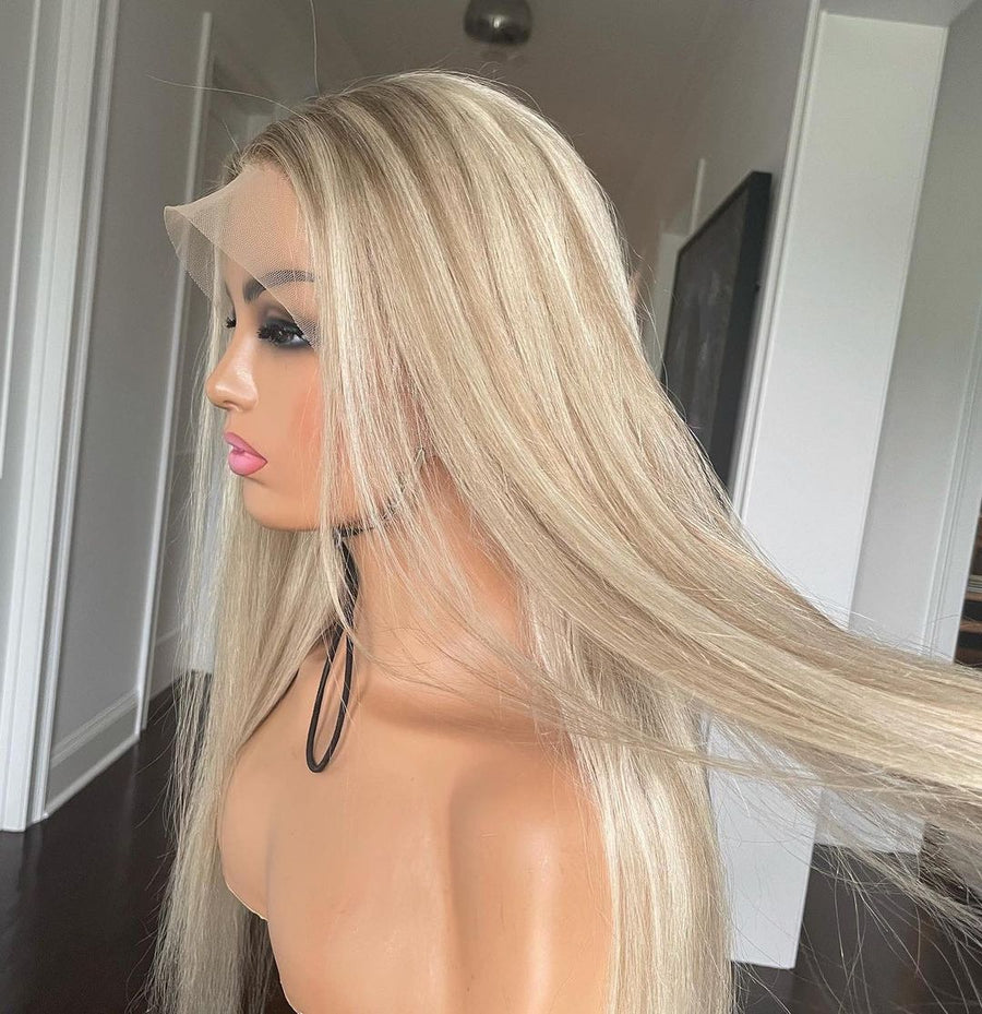 NHA Blonde Highlight Straight Lace Front Wig