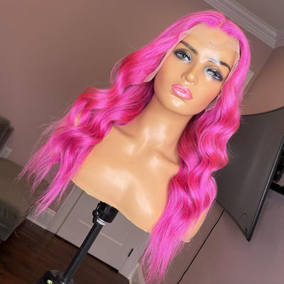 NHA Hot Pink Wavy Lace Front Wig