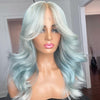 NHA Light Blue Silver Wavy Lace Front Wig