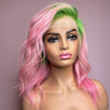 NHA Lime Green Pink Ombre Color Lace Front Wig