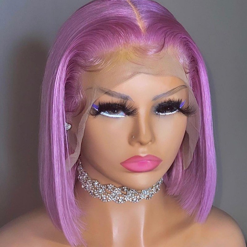 NHA Lavender Color Bob Lace Front Wig