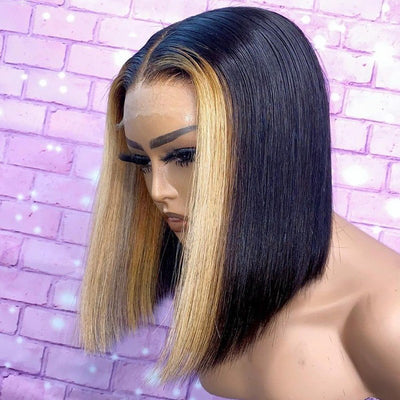 NHA Black Blonde Bob Lace Front Wig