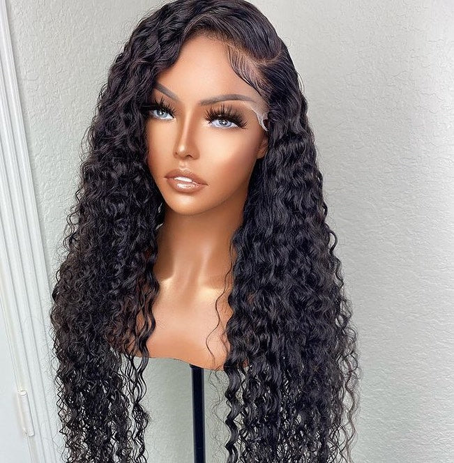 NHA Black Deep wave Lace Front Wig