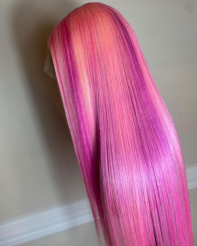 NHA Hot Pink Highlight Straight Lace Front Wig