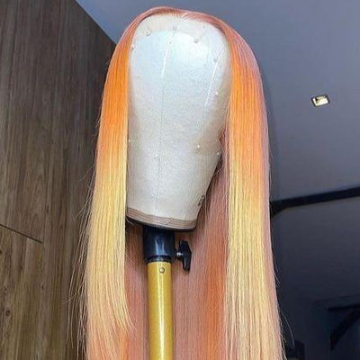 NHA Light Orange Ombre Straight Lace Front Wig