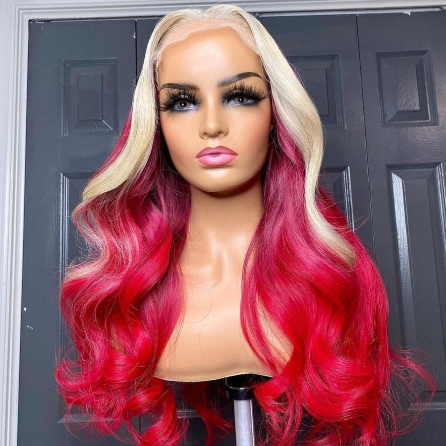 NHA Body Wave Red with Blonde Highlight Color Wig