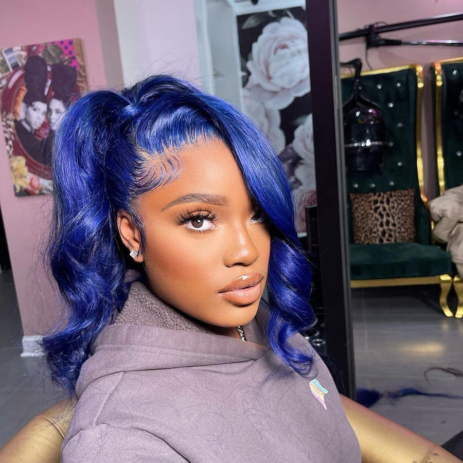 NHA Dark Blue Lace Front Wig Shop Looks