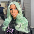 Shop Look Green Wavy Human Hair Lace Front Wig