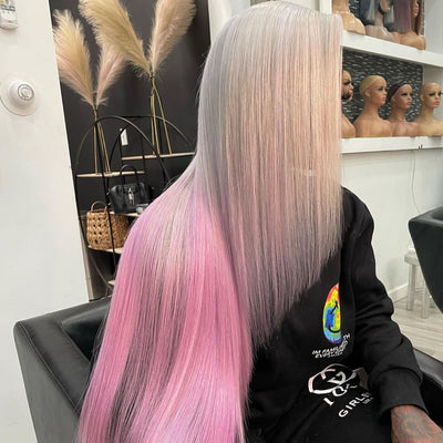 Shop Look Grey Pink Human Hair Lace Front Wig