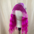 NHA Hot Pink Loose Wavy With Cute Bang Lace Front Wig
