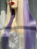 Purple Highlight Straight Lace Front Wig