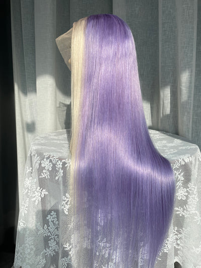 Purple Highlight Straight Lace Front Wig