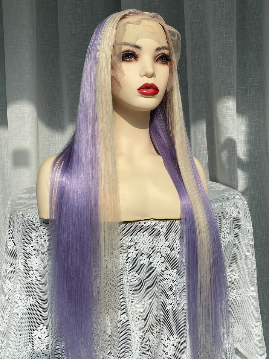 Purple Highlight Straight Lace Front Wig