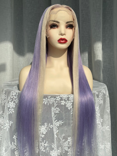 Purple Highlight Straight Lace Front Wig