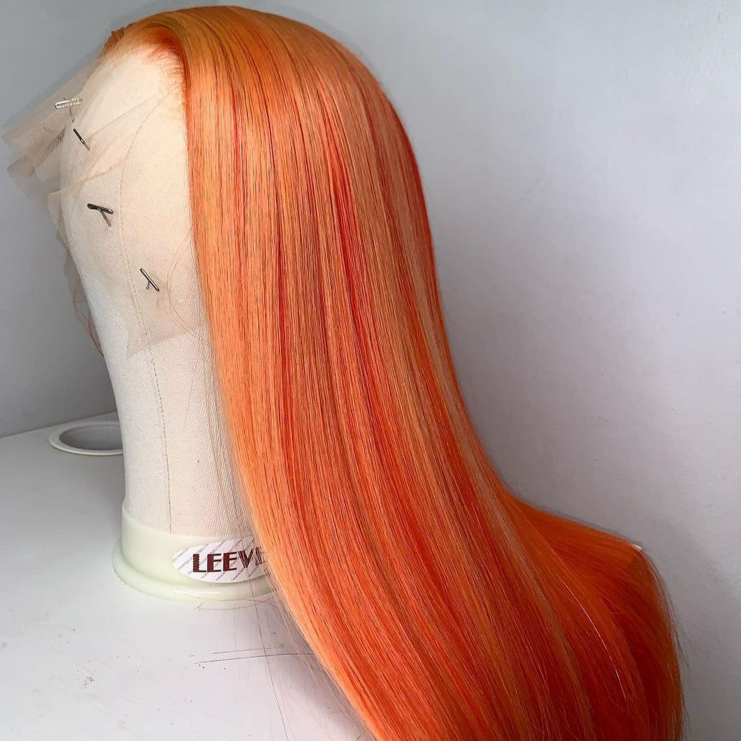 Straight 20INCH Orange Highlight Lace Front Wig – newhairagenda display picture 1