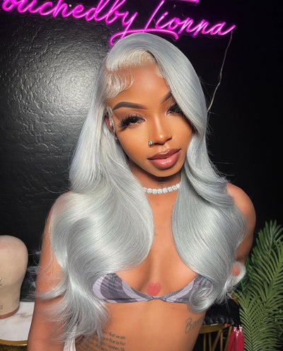 Shop Look Light Grey Human Hair Lace Front Wig