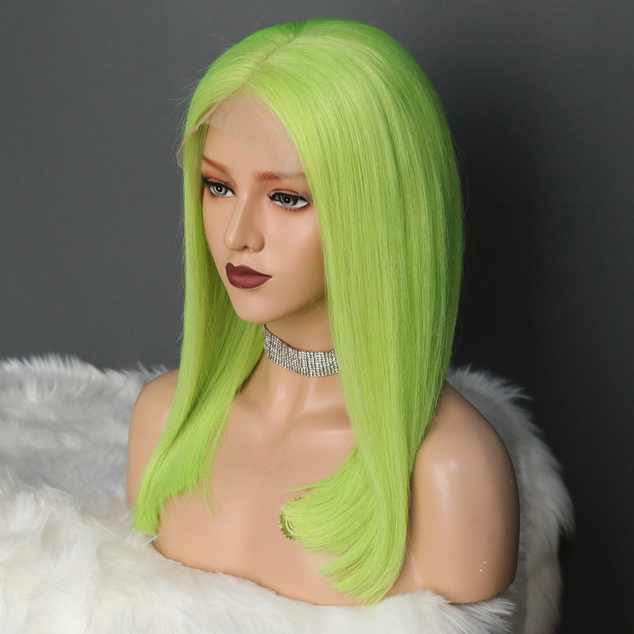 NHA Straight Bright Green Lace Frontal Wig